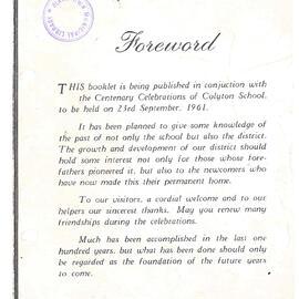 Colyton School Centenary Booklet, 1961