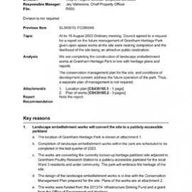 Grantham Heritage Park - Plan of Management, 2023