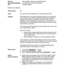 Proposed Use of Council Land for Temporary Melonba High School, 2023