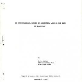 An Archaeological Survey of Industrial Land in the City of Blacktown, 1985
