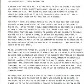 Seven Hills Community Centre Opening Speech, 1987