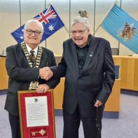 Uncle Danny Eastwood receiving Key to the City, 2023