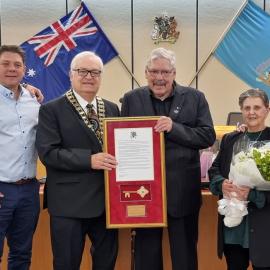 Uncle Danny Eastwood receiving Key to the City, 2023