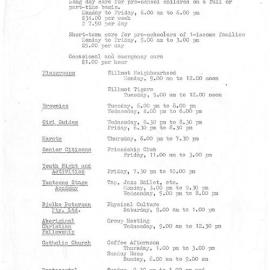 Willmot Neighbourhood Centre Activities, n.d.