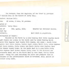 Grant of Land in Rooty Hill to William Bell, 1834