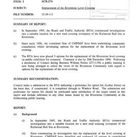 Replacement of Riverstone Level Crossing, 1996 