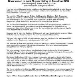 Blacktown State Emergency Services Book Launch, 2008
