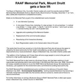RAAF Memorial Park Mount Druitt Gets a Facelift, 2008