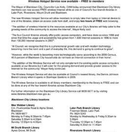 Blacktown City Libraries Go Wireless, 2008