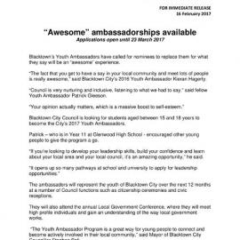 "Awesome" Ambassadorships Available, 2017