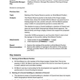 Naming of the Pearce Reserve Pavilion as 'Errol Blench' Pavilion, 2024