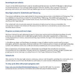 New High School for Schofields and Tallawong Project update, May 2024