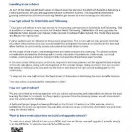 New High School for Schofields and Tallawong Project Update, October 2023