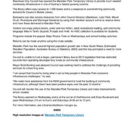 Temporary Library Marsden Park, 2024