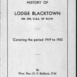 History of Lodge Blacktown No 393, UGL of NSW, 1919-1933