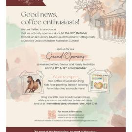 Rosebank Cottage Cafe Grand Opening Flyer, 2023