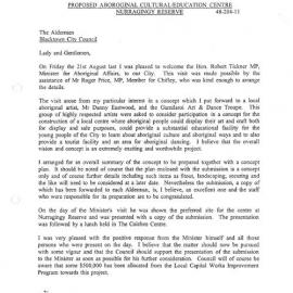 Proposed Aboriginal Cultural Education Centre Nurragingy Reserve (Mayoral Minute), 1990