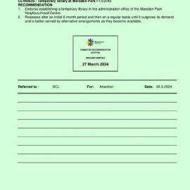 Ordinary Meeting -Marsden Park Temporary library