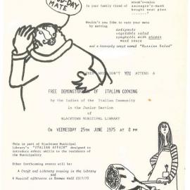 Italian Affair, Cooking Demonstration, 1975