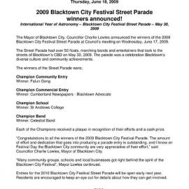  Blacktown City Festival Parade Winners, 2009