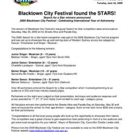Blacktown City Festival Found the Stars, 2009