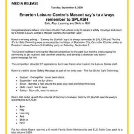 Emerton Leisure Centre Mascot Competition, 2009