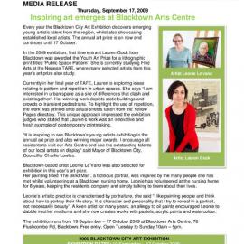 Inspiring Art Emerges at Blacktown Arts Centre, 2009