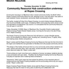 Ropes Crossing Community Resource Hub Construction, 2009