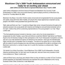 Blacktown City Youth Ambassadors, 2009