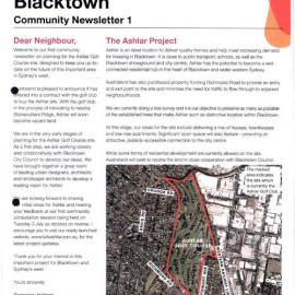 Ashlar Golf Course Site, Blacktown Community Newsletter, 2012