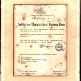 Statebricks Certificate of Registration of Business Name, 1978