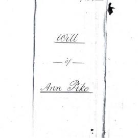 Ann Pike - Will & Probate, 1894