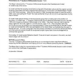 Presentation to 1st Quakers Hill/Doonside Scouts, 2018