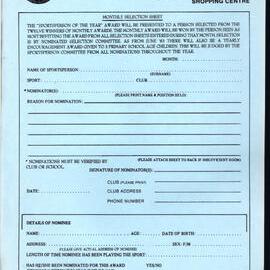 Blacktown City Sportsperson of the year award - nomination form