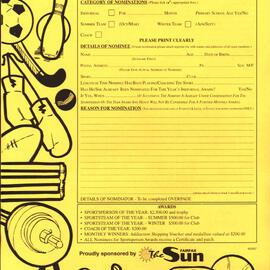 The Blacktown City Sportsperson awards - nomination form
