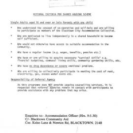 Blacktown City Accommodation Collective - Shared Housing Scheme c.1980