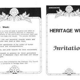 Heritage Week Invitation and Programme, 1991 