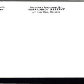 Blacktown City Council postage paid envelope Nurragingy