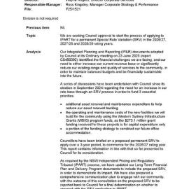 Proposed Special Rate Variation application, 2025