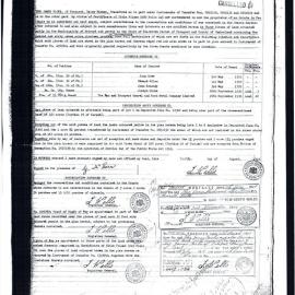 Certificate of Title - Theo James Hicks, 1949