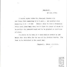  St Bartholomew's Church pew agreement, Prospect, 1840