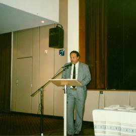 Performer at Croatian literature afternoon, Bowman Hall