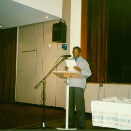 Performer at Croatian literature afternoon, Bowman Hall