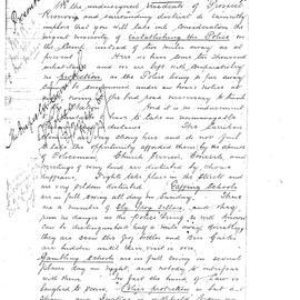 Petition for police at Prospect Camp, c1887