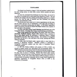 Notes about Toongabbie CWA Branch