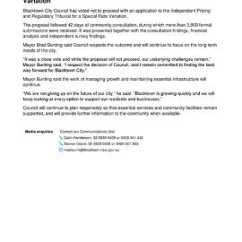 Council decision on proposed Special Rate Variation, 2025