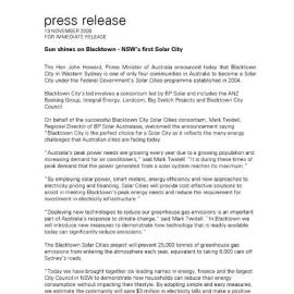 Sun shines on Blacktown, NSW's first Solar City, 2006