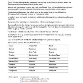 Disruption to council services due to industrial action, 2026