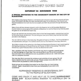 Nurragingy Reserve Open Day, 26 Nov 1988