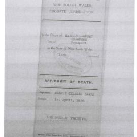 Harold Lambert Chambers documents, died 1936